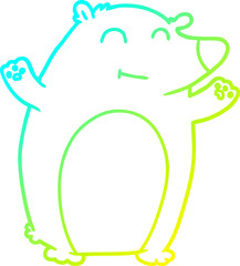 Obraz premium cold gradient line drawing happy cartoon bear