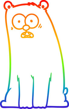 recommend clip art: rainbow gradient line drawing cartoon surprised bear