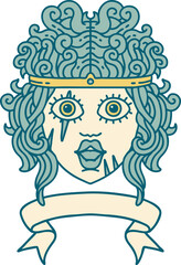 human barbarian character with banner illustration