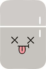 flat color retro cartoon fridge freezer