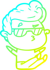cold gradient line drawing cartoon cool guy
