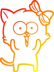 warm gradient line drawing cartoon cat