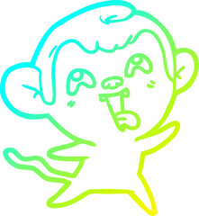 cold gradient line drawing crazy cartoon monkey