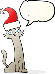 speech bubble cartoon cat in christmas hat