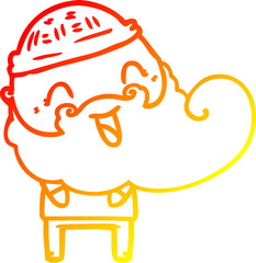 warm gradient line drawing happy bearded man