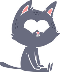flat color style cartoon cat sitting