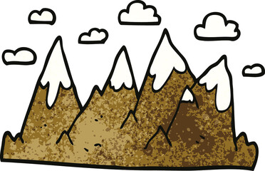 cartoon doodle mountain range