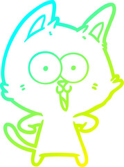 cold gradient line drawing funny cartoon cat