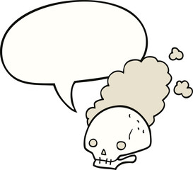 cartoon dusty old skull and speech bubble
