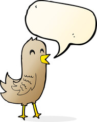 cartoon happy bird with speech bubble