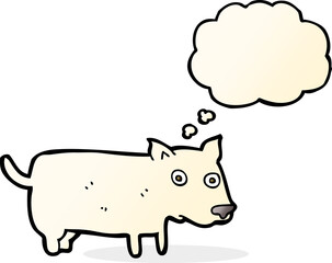 cartoon little dog with thought bubble