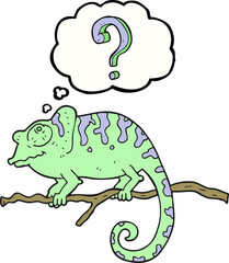 thought bubble cartoon curious chameleon