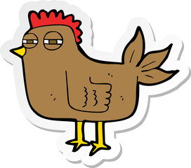 sticker of a cartoon sly hen