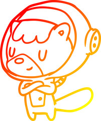 Fototapeta premium warm gradient line drawing cat astronaut animals