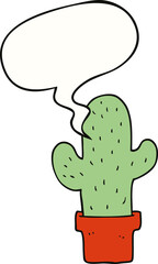 cartoon cactus and speech bubble