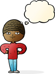 cartoon proud man with thought bubble