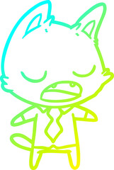 cold gradient line drawing talking cat boss