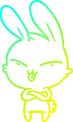 cold gradient line drawing cute cartoon rabbit