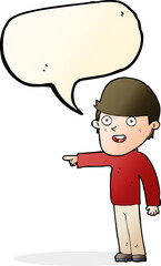 cartoon pointing man with speech bubble