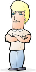cartoon annoyed man with folded arms