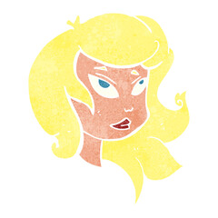 retro cartoon female face
