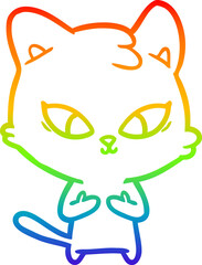rainbow gradient line drawing cute cartoon cat