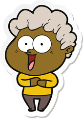 sticker of a cartoon happy man