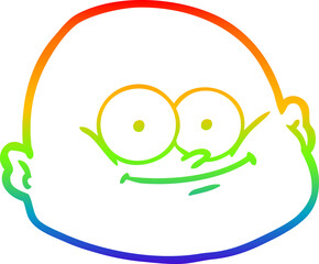 rainbow gradient line drawing cartoon bald man