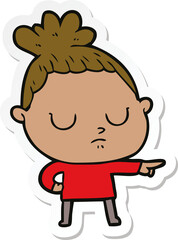 sticker of a cartoon calm woman