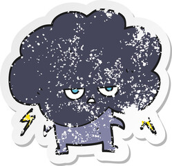 retro distressed sticker of a cartoon raincloud