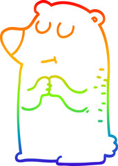 rainbow gradient line drawing cartoon shy bear