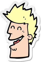 sticker of a cartoon happy man