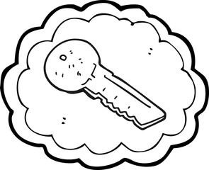 black and white cartoon door key