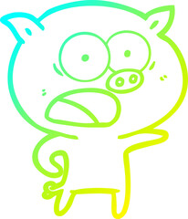 Obraz premium cold gradient line drawing cartoon pig shouting