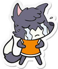 sticker of a crying fox cartoon