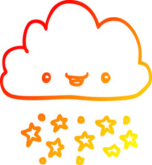 warm gradient line drawing cartoon storm cloud