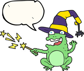 Fototapeta premium speech bubble cartoon toad casting spell
