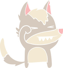 tired wolf flat color style cartoon