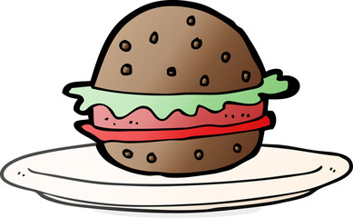 cartoon burger on plate