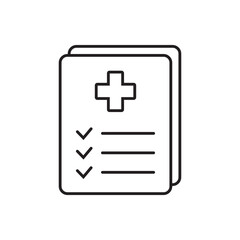 Medical record icon, medical report icon, medical history thin line icon, vector isolated.