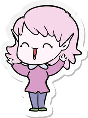sticker of a cartoon elf girl
