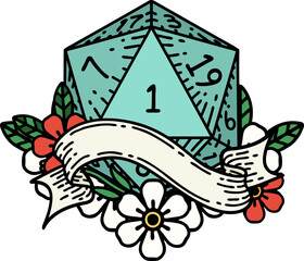 natural one d20 dice roll illustration