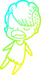 cold gradient line drawing cartoon cool hipster girl talking