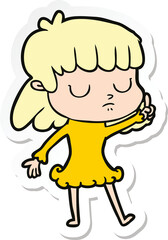sticker of a cartoon indifferent woman