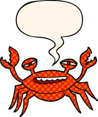 cartoon crab and speech bubble in comic book style