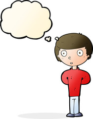 cartoon worried man with thought bubble