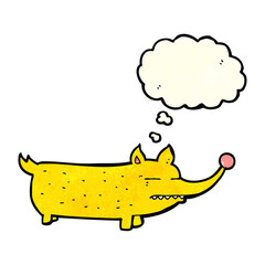 cartoon funny little dog with thought bubble