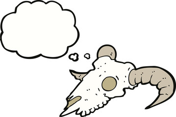 cartoon ram skull with thought bubble
