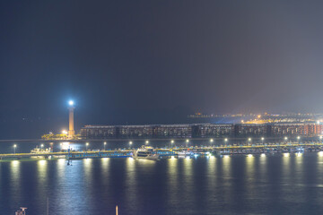 Colorful night view of Bai Chay Bridge, connecting two parts of Ha Long City, Hon Gai City and Bai Chay City through Cua Luc Bay.