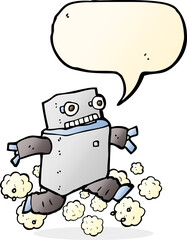 cartoon running robot with speech bubble